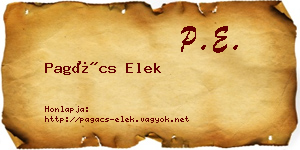 Pagács Elek névjegykártya